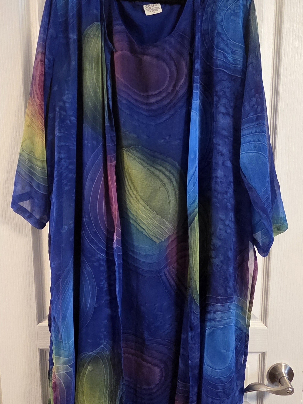 Vibrant Open Kimono Layered Sheath Dress By Magic